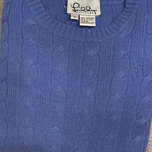 Lilly Pulitzer Blue Crewneck Sweater with Cable Knit Design